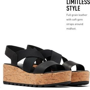 Sorel Cameron Flatform Slingback Wedge Sandal Black Size 8